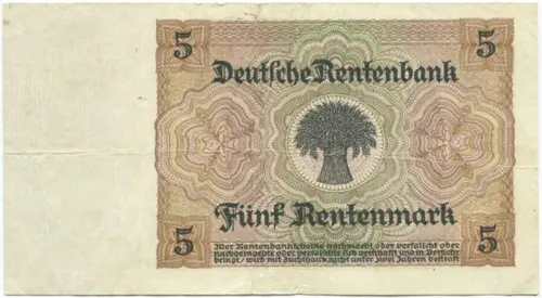 5 Rentenmark 1926 (Bauernmadl) ``8-stellig´´