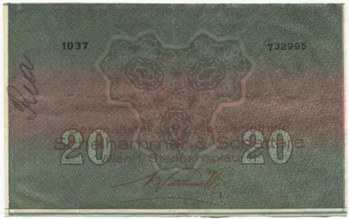 1/8 Los zu 6 Schilling 1931 (Lotterielos auf Donaustaat-Note)