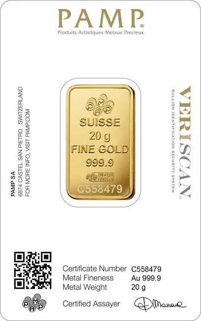 Pamp Fortuna Gold Bar 20 g