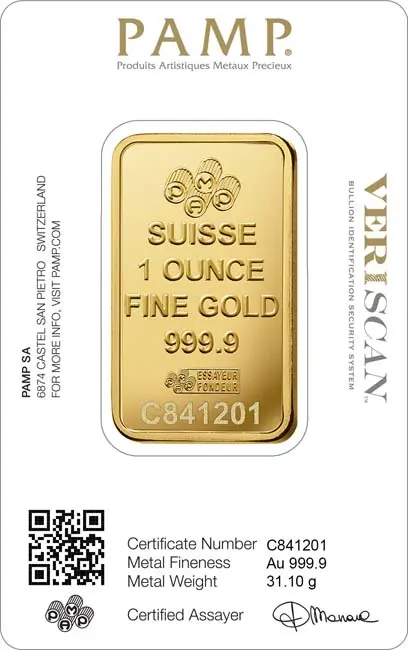 Pamp Fortuna Gold Bar 1 Oz