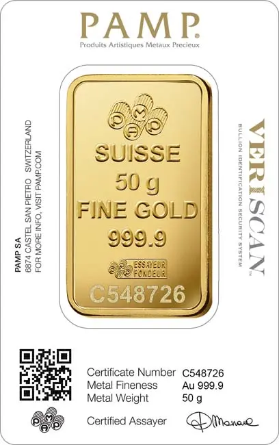 Pamp Fortuna Gold Bar 50 g