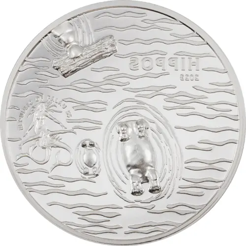Side View: Hippos 1 Ounce Silver