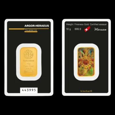 10 g Argor-Heraeus Kinebar® – Prémium Hologramos Aranylapka