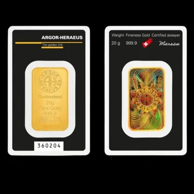 20 g Argor-Heraeus Kinebar® – Prémium Hologramos Aranylapka