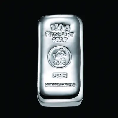 Gussbarren silber 100g fine silver 999.9
