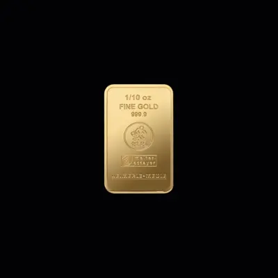 Befektetési aranyrúd, 1/10 OZ, Heimerle+Meule 999.9 ezrelék tisztaságú