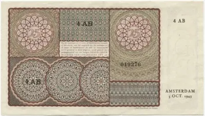 25 Gulden 1943 (Mädchenportrait nach Moreelse)
