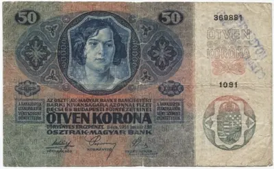 50 Kronen 1919 (Überdruckprovisorium m. Falsifizierungsstempel)