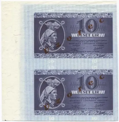 2 x 10 Lire 1944 Bogenstück