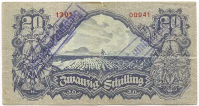 20 Schilling 1945 (Bauernmadl) -ÜD: nicht umlauffähig-