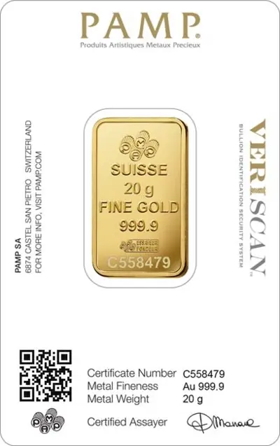 Pamp Fortuna Gold Bar 20 g