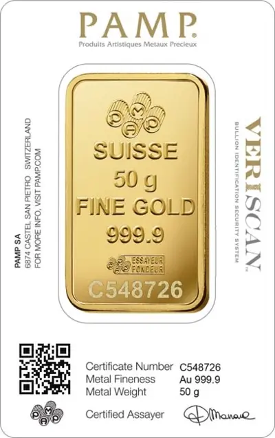 Pamp Fortuna Gold Bar 50 g