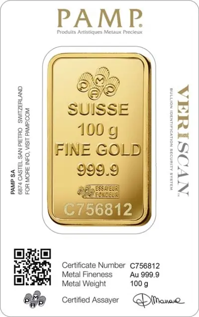 Pamp Fortuna Gold Bar 100 g