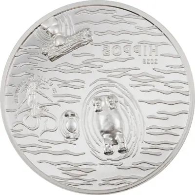 Side View: Hippos 1 Ounce Silver